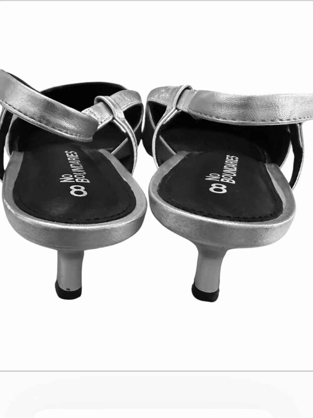 No Boundaries Silver Slingback Kitten Heels Women’s Size 8 Pointed Toe